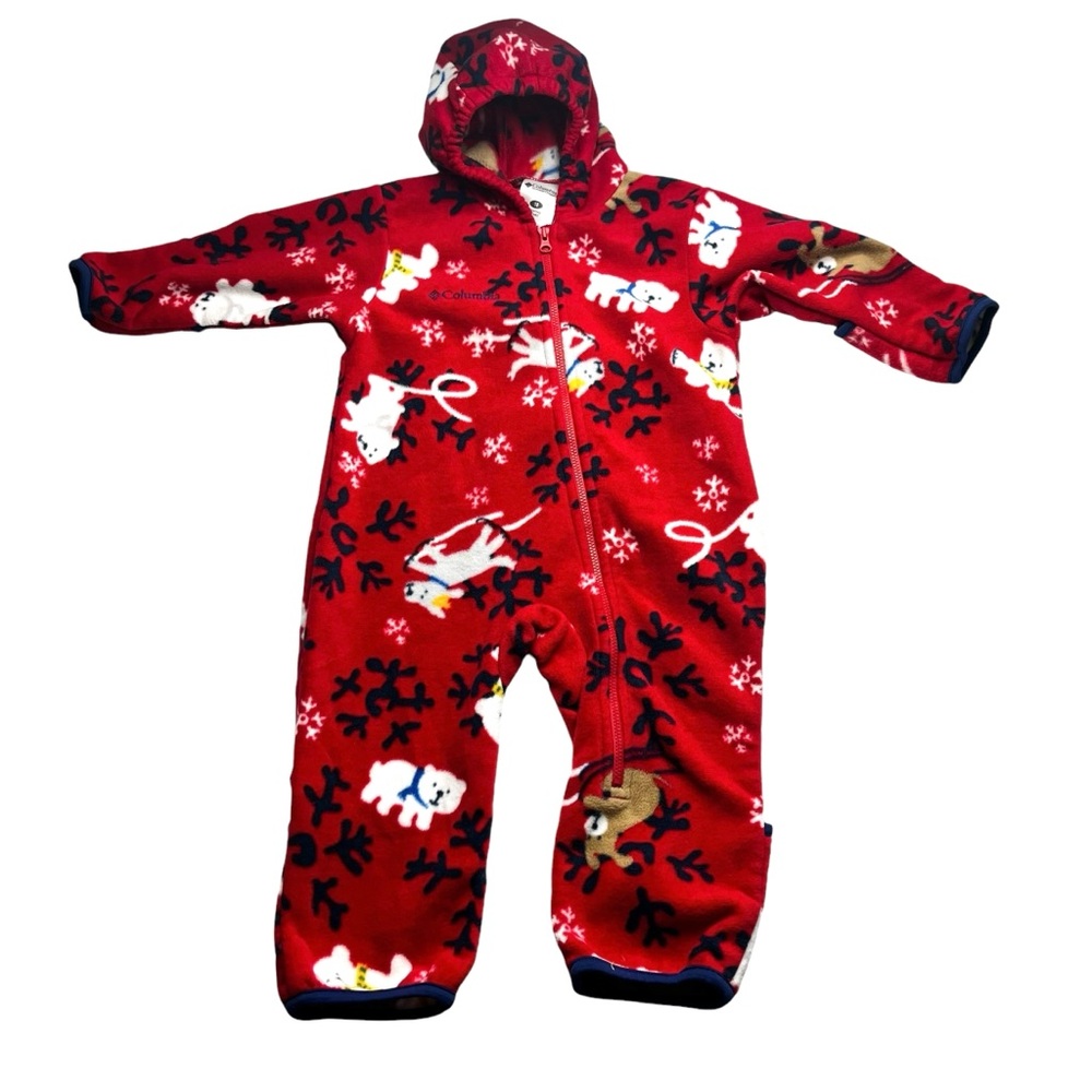 Columbia Red Fleece Hooded Bunting Size 18 Months